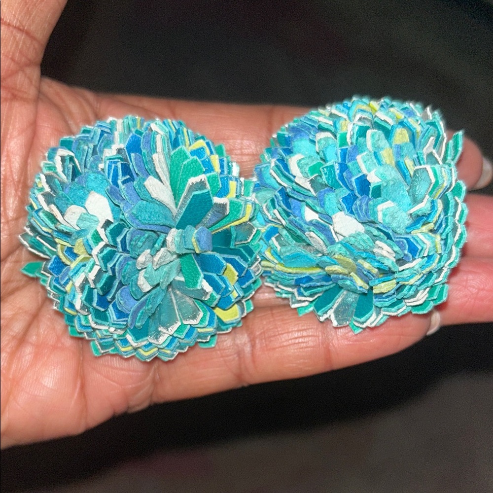 Vintage Blue and Green Floral Shoe Clips
